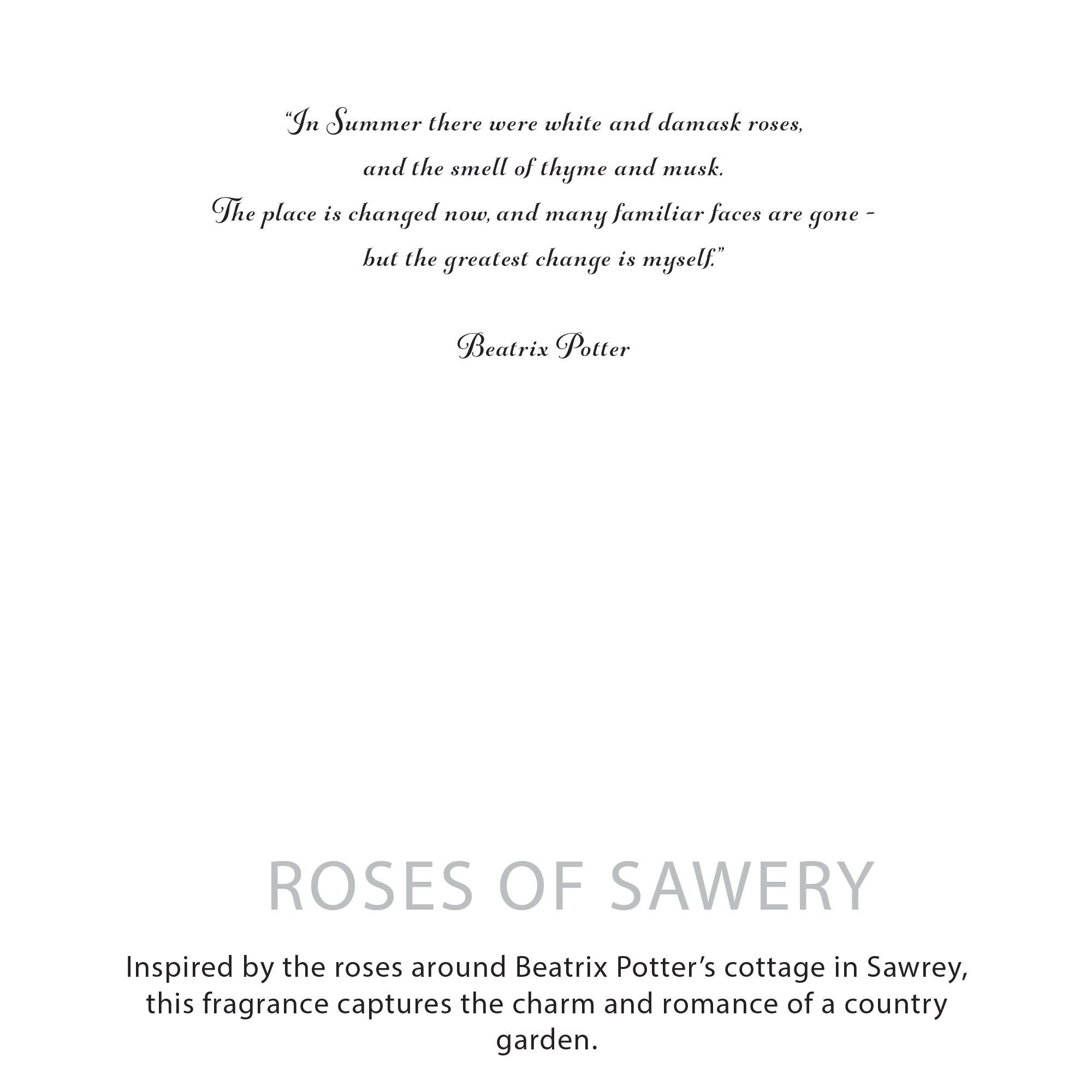 Text excerpt from Beatrix Potter with a quote and branding for &