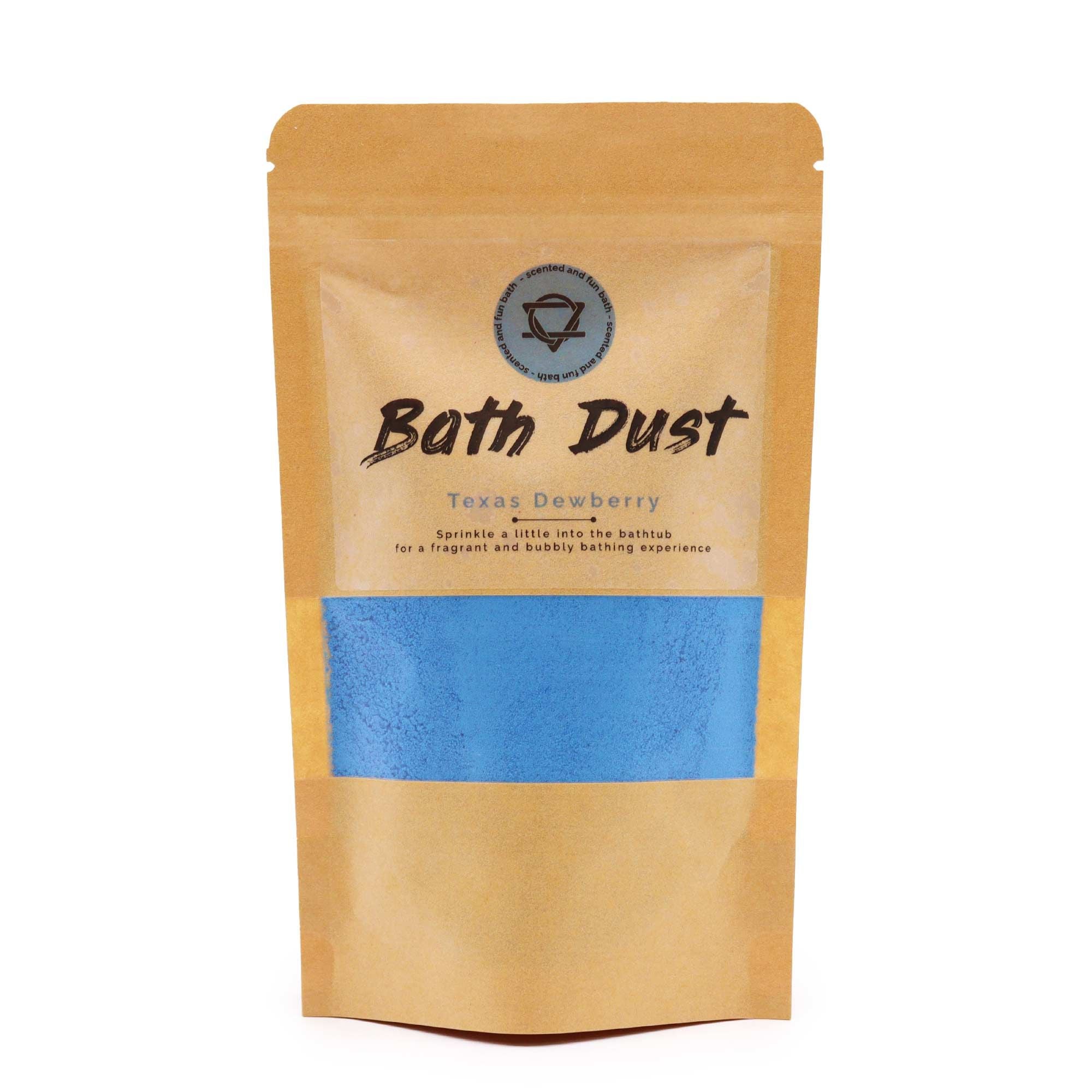 Package of Bath Dust with Texas Dewberry fragrance on a white background