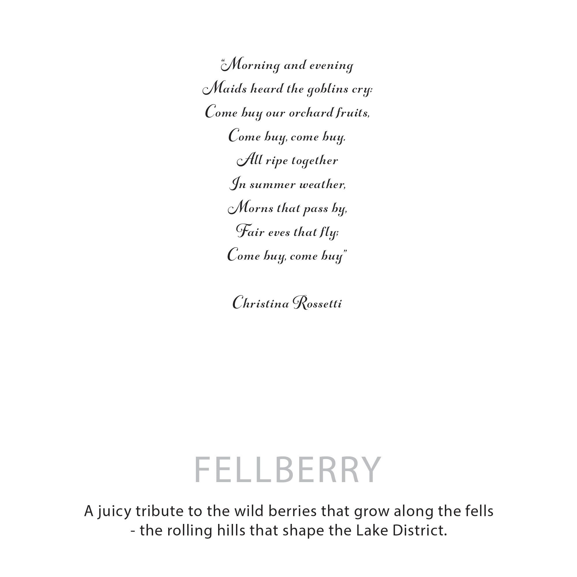 Text poem by Christina Rossetti with branding and description of &