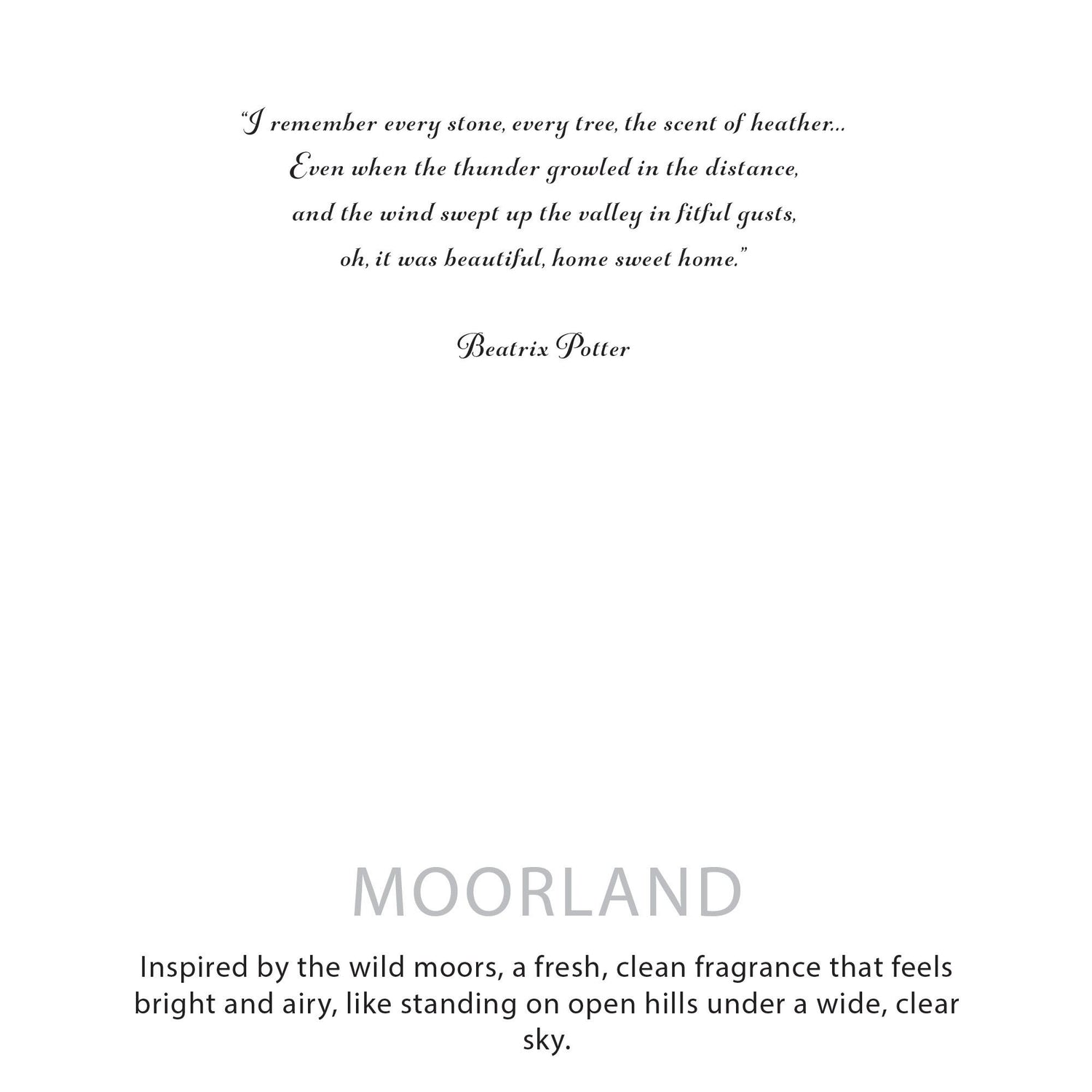Text quote from Beatrix Potter on a white background with &