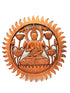 Wooden wall art with Buddha figure and lotus flowers on a white background