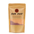 Packaged bath dust with visible chocolate and orange colors on a white background