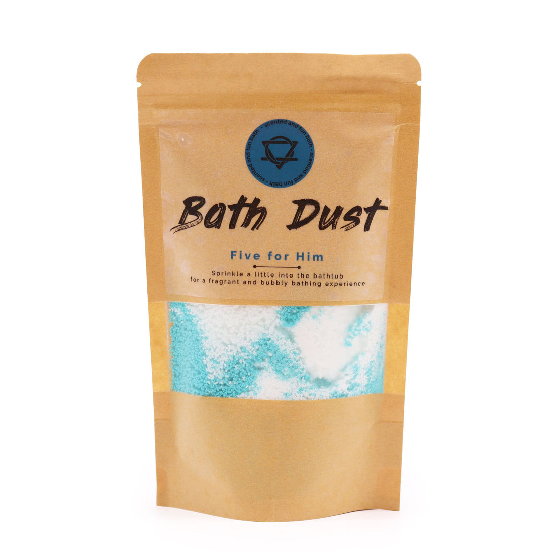 Package of bath dust for men on a white background