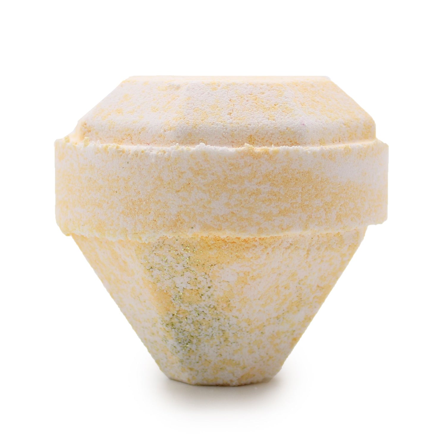 Gemstone-shaped bath bomb with a textured surface on a white background