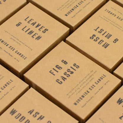 Brown boxes with text