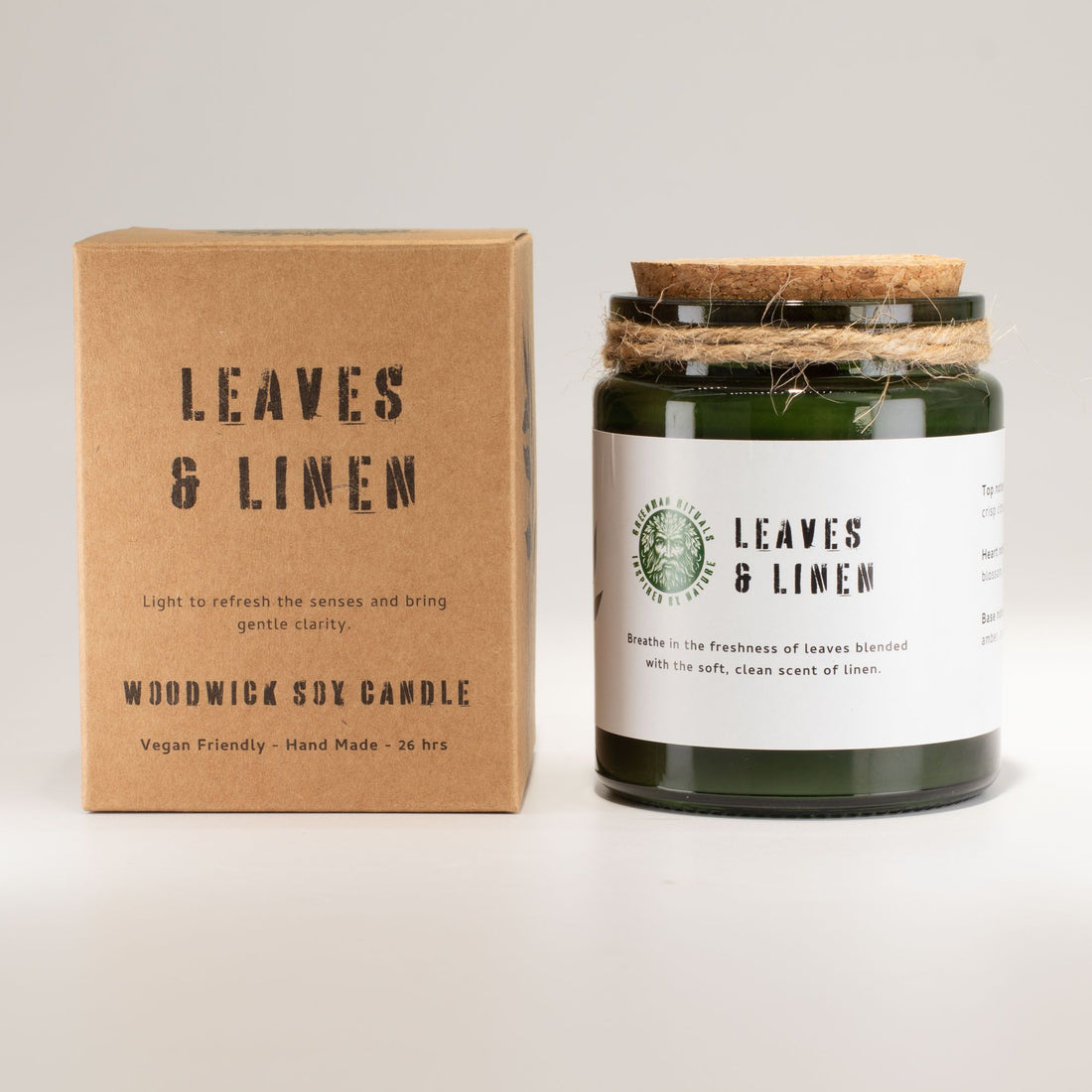 A wood wick candle labeled &