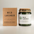 Wooden wick Wild Lavender candle with packaging on a light gray background