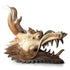 Wooden dragon head sculpture on a white background