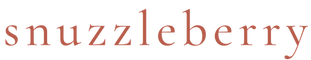 Terracotta text 'snuzzleberry' in a stylized font