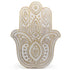 Decorative Hamsa hand with intricate patterns on a white background
