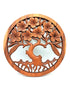 Wooden wall art with floral design on a white background