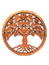Wooden wall art depicting a tree with leaves and berries on a white background