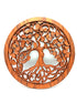 Wooden wall art with tree of life design on a white background